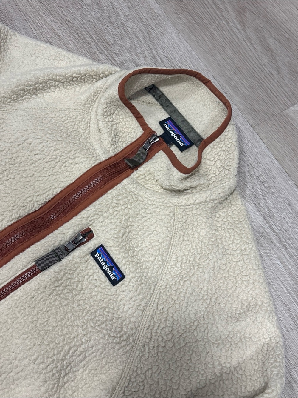 Patagonia Retro Pile Fleece Jacket Men's Large Pelican Brown Full Zip Size L